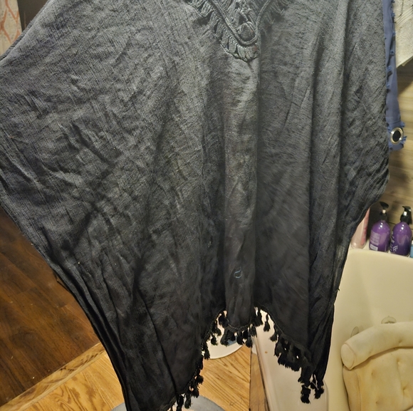 Womens Black Poncho top One Size by Rachel Zoe - Picture 2 of 4